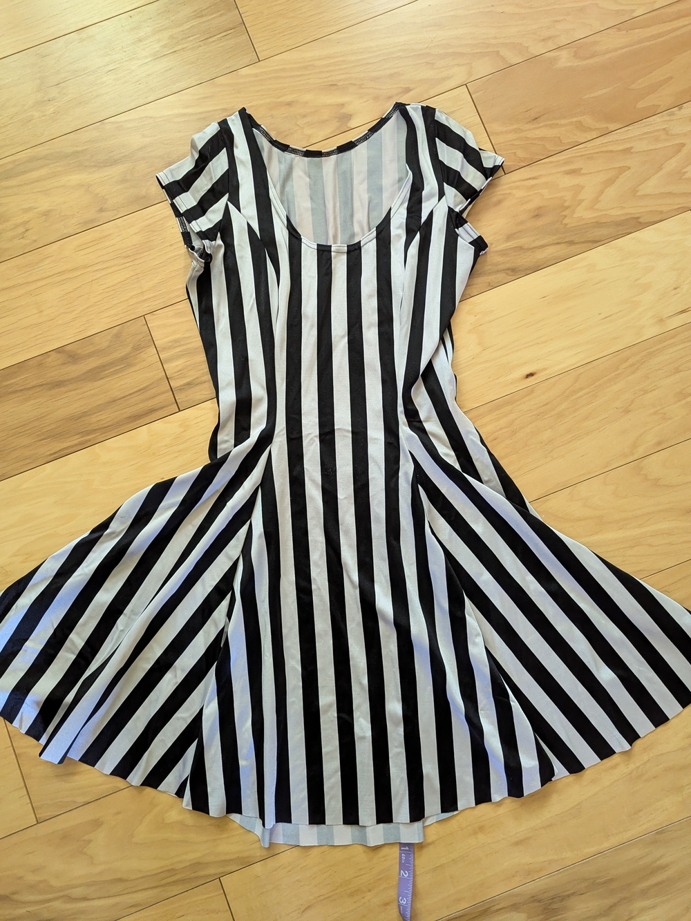 Blackmilk Black and White Vertical Stripe Mini Dress